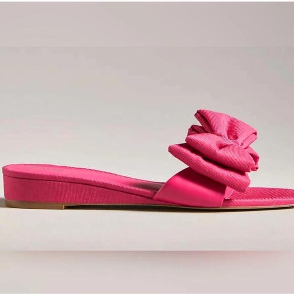 Maeve by Anthropologie Bow Micro Wedge Sandals in Pink Size 8 NEW - Picture 3 of 8